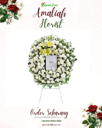 Krans Bunga Duka Cita di Buaran Bambu